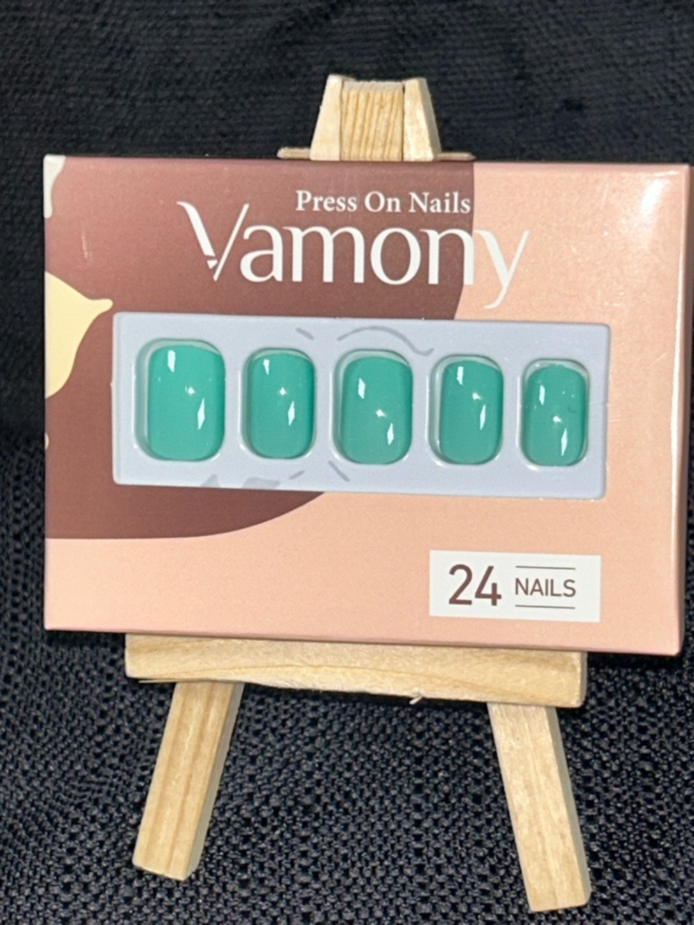 Vamony Teal Green Press On Nails Short Glossy Solid Color 24 Piece Everyday Set
